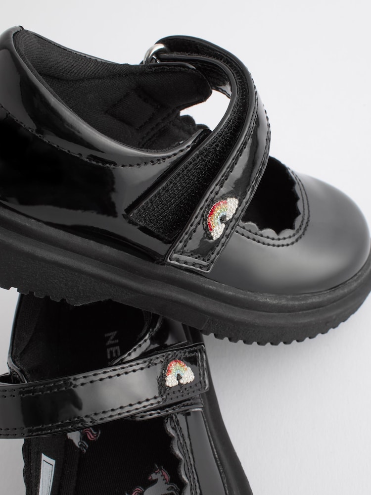 Patente negra - Zapatos escolares Mary Jane gruesos con diseño de arcoíris - Imagen 8 de 8 Patente negra - Zapatos escolares Mary Jane gruesos con diseño de arcoíris - Imagen 8 de 8