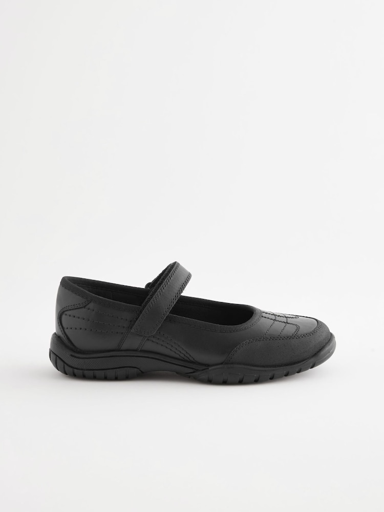 Matt Black Leather Mary Jane School Shoes - Image 1 of 6
