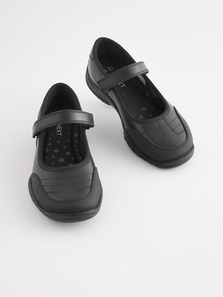 Matt Black Leather Mary Jane School Shoes - Image 2 of 6
