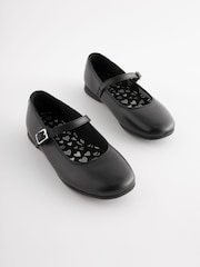 Matt Black Standard Fit (F) Leather Mary Jane School Shoes - Image 1 of 8