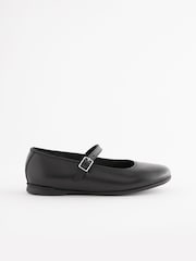 Matt Black Standard Fit (F) Leather Mary Jane School Shoes - Image 2 of 8