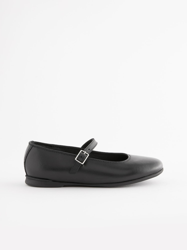 Matt Black Standard Fit (F) Leather Mary Jane School Shoes - Image 2 of 8