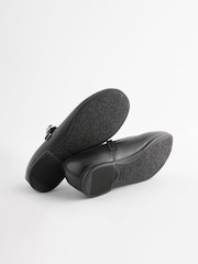 Matt Black Standard Fit (F) Leather Mary Jane School Shoes - Image 4 of 8