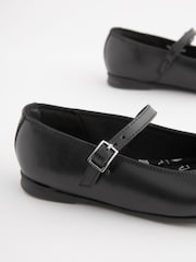 Matt Black Standard Fit (F) Leather Mary Jane School Shoes - Image 7 of 8
