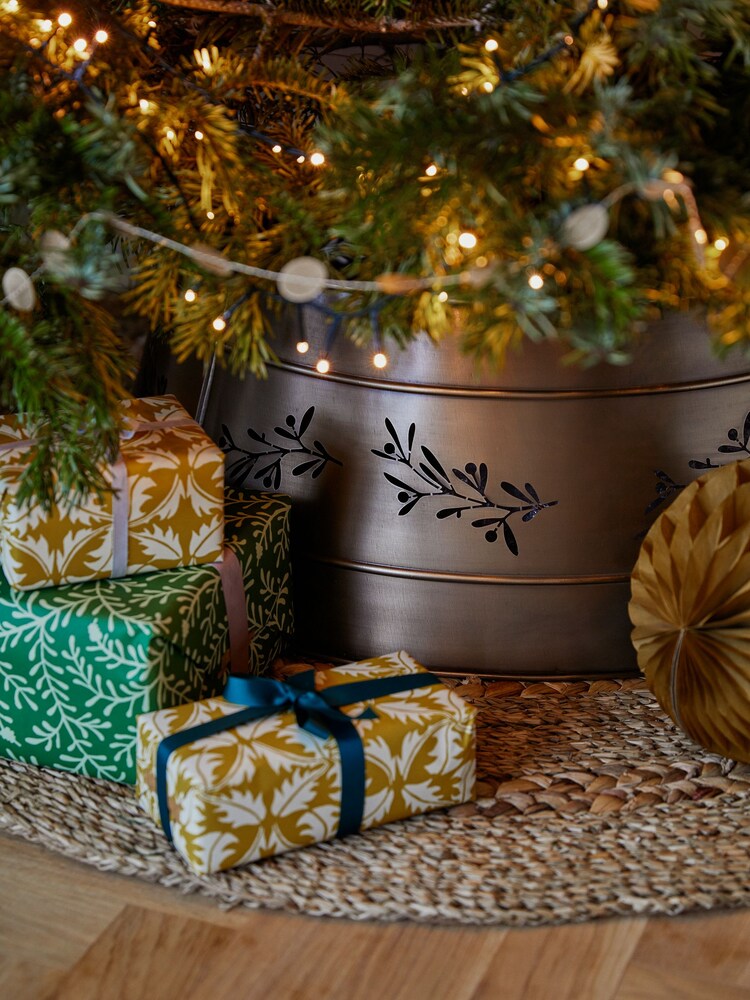 Ivyline Bronze Christmas Cut Out Mistletoe Tree Skirt - Image 2 of 4