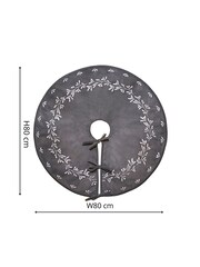 Ivyline Grey Christmas Velvet Mistletoe Tree Skirt - Image 2 of 4