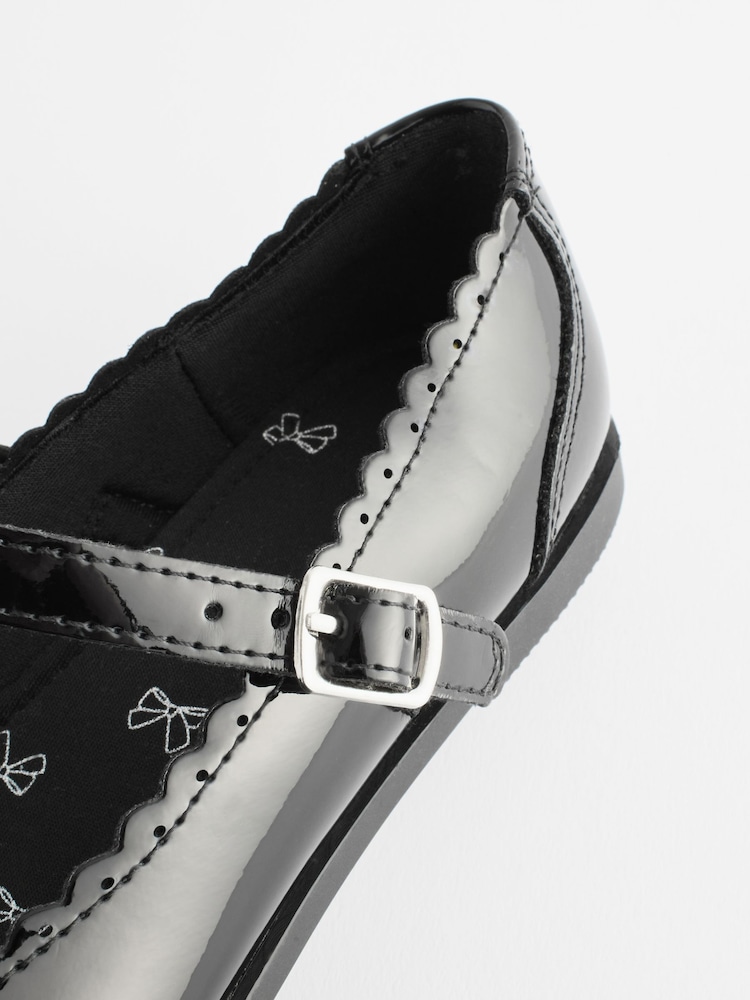 Black Patent Bow Mary Jane School Shoes - Image 7 of 7
