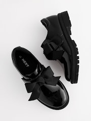 Black Patent Bow Monkstrap Chunky School Shoes - Image 3 of 7