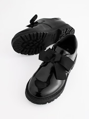 Black Patent Bow Monkstrap Chunky School Shoes - Image 5 of 7