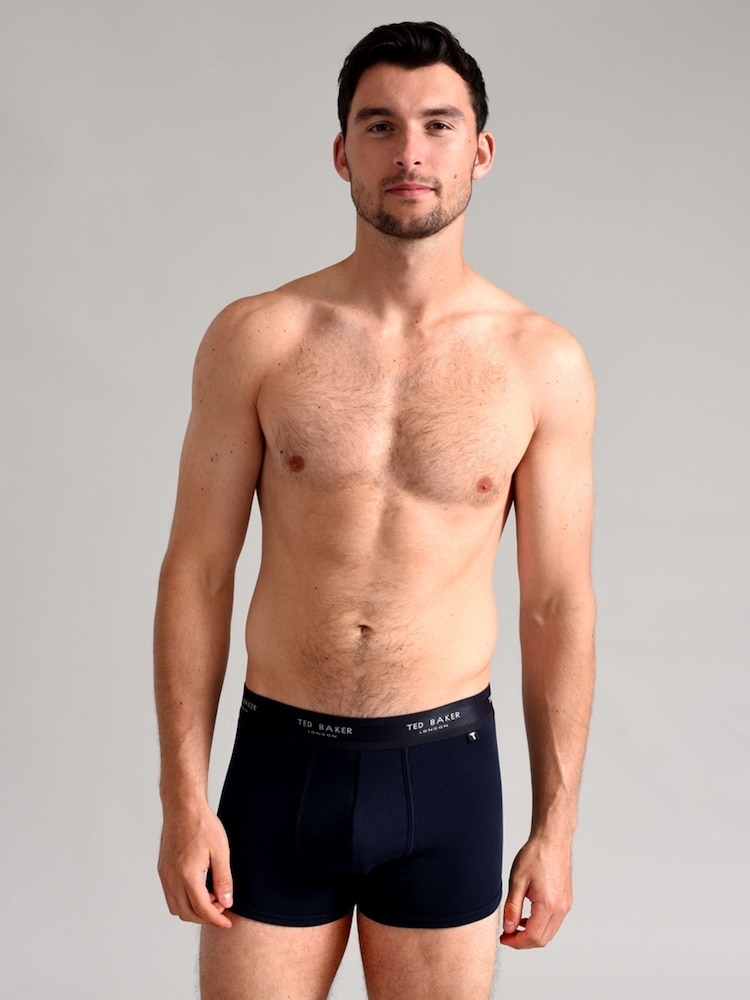 Ted Baker Dark Blue Cotton Trunks 3 Pack - Image 1 of 3