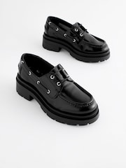 Black Leather Lace Up School Shoes - Image 1 of 9