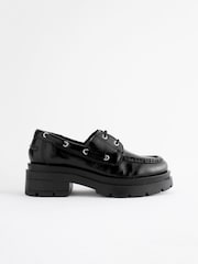 Black Leather Lace Up School Shoes - Image 2 of 9