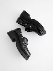 Black Leather Lace Up School Shoes - Image 6 of 9