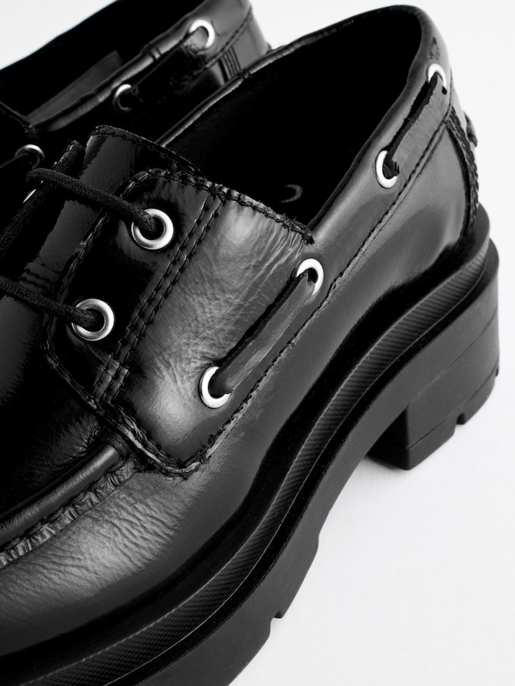 Black Leather Lace Up School Shoes - Image 9 of 9