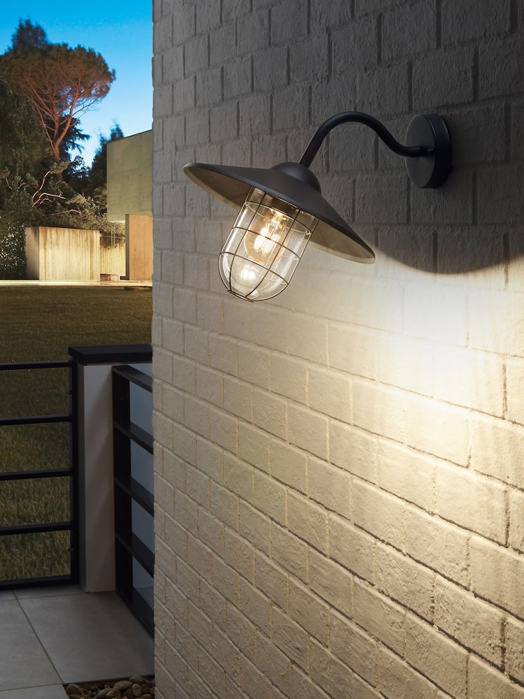 Eglo Black Melgoa Steel & Glass Outdoor Wall Light - Image 1 of 5