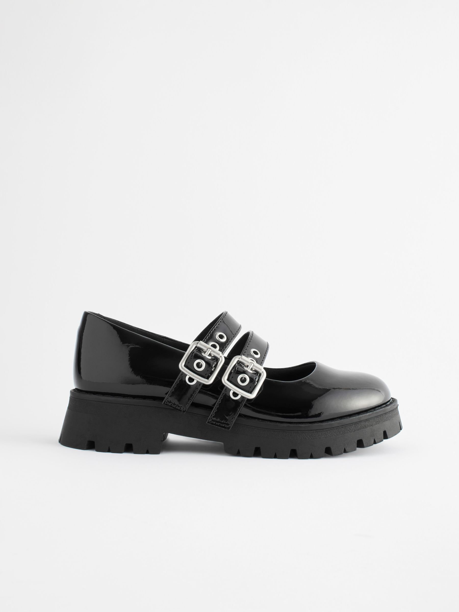 Black patent buckle shoes 2025