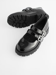 Black Patent Chunky Double Buckle Mary Jane School Shoes - Image 5 of 8