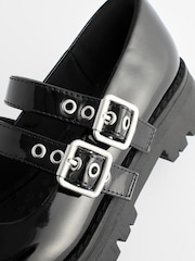 Black Patent Chunky Double Buckle Mary Jane School Shoes - Image 8 of 8