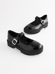Black Patent Leather Chunky Mary Jane School Shoes - Image 1 of 7