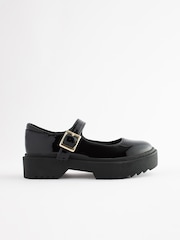 Black Patent Leather Chunky Mary Jane School Shoes - Image 2 of 7