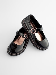 Black Patent Leather Chunky Rose Gold Mary Jane School Shoes - Image 3 of 8