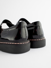 Black Patent Leather Chunky Rose Gold Mary Jane School Shoes - Image 6 of 8