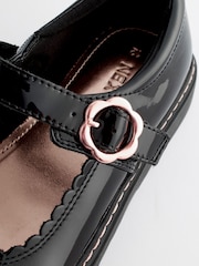 Black Patent Leather Chunky Rose Gold Mary Jane School Shoes - Image 8 of 8
