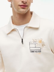 Tommy Hilfiger Cream Graphic Quarter-Zip Rugby Sweatshirt - Image 4 of 5