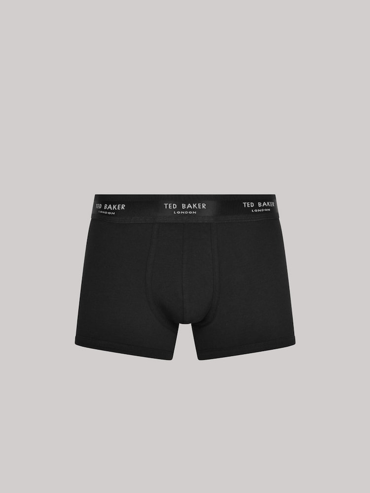 Ted Baker Dark Black Cotton Trunks 3 Pack - Image 2 of 3