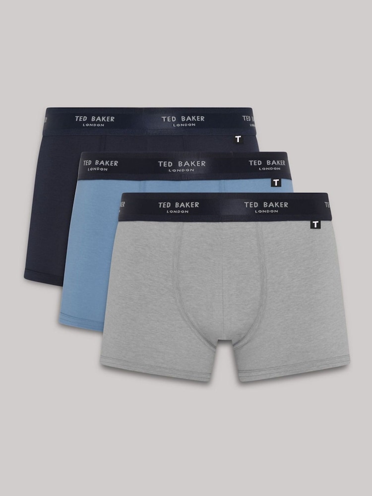 Ted Baker Dark Black Cotton Trunks 3 Pack - Image 1 of 8
