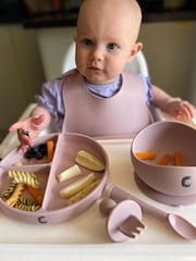 Cheeky Chompers Pink Silicone Baby Weaning Gift Set - Image 1 of 10