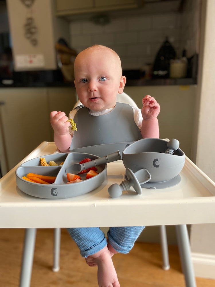 Cheeky Chompers Blue Silicone Baby Weaning Gift Set - Image 1 of 9
