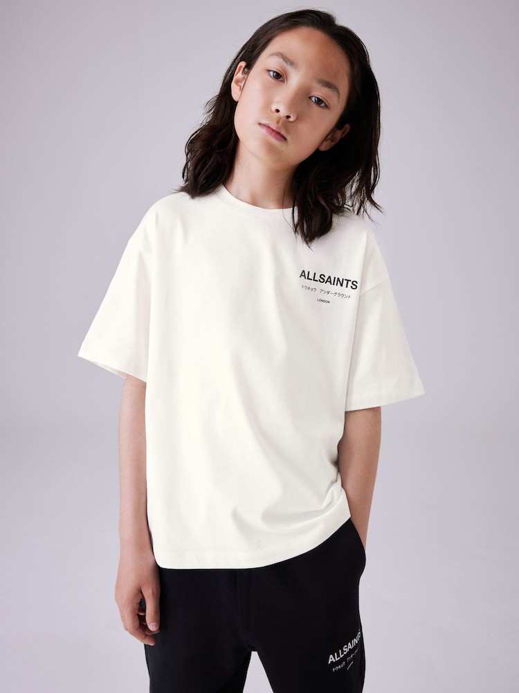 smALLSAINTS White Oversized Underground Crew 100% Cotton T-Shirt - Image 1 of 7