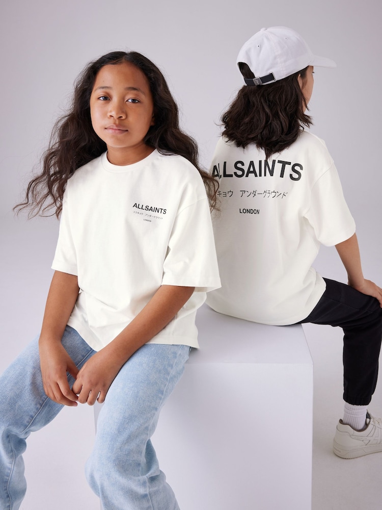 Blanc - smALLSAINTS Oversized Underground Crew 100% Cotton T-Shirt - Image 4 of 7