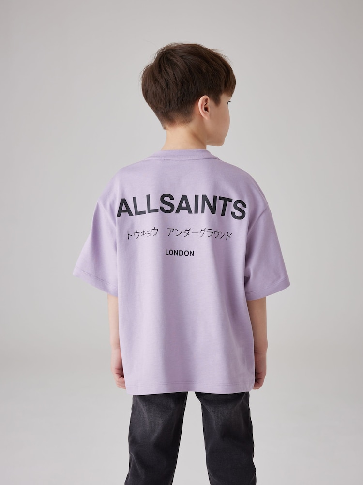 smALLSAINTS Purple Oversized Underground Crew 100% Cotton T-Shirt - Image 2 of 7