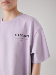 smALLSAINTS Purple Oversized Underground Crew 100% Cotton T-Shirt - Image 3 of 7