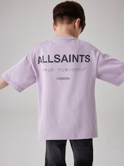 smALLSAINTS Purple Oversized Underground Crew 100% Cotton T-Shirt - Image 4 of 7