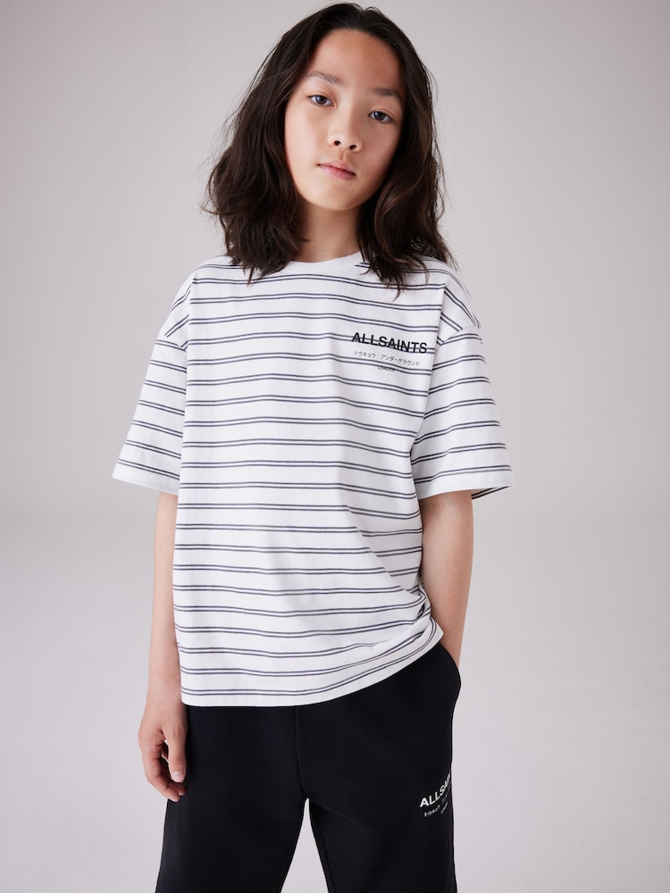 Noir/Blanc - smALLSAINTS Oversized Underground Crew 100% Cotton T-Shirt - Image 1 of 7