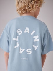 Bleu clair - smALLSAINTS Oversized Tierra Crew Logo T-Shirt - Image 3 of 7