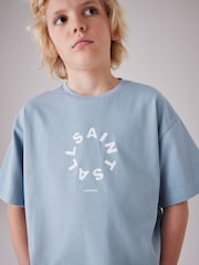 Bleu clair - smALLSAINTS Oversized Tierra Crew Logo T-Shirt - Image 4 of 7