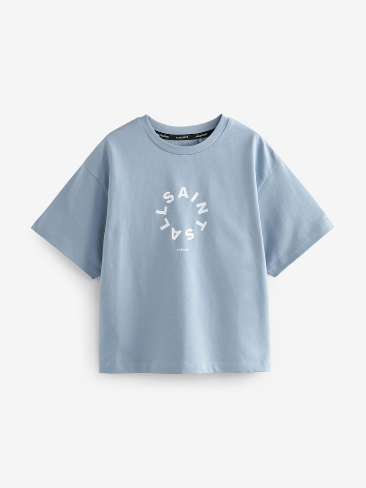 Bleu clair - smALLSAINTS Oversized Tierra Crew Logo T-Shirt - Image 5 of 7