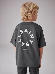 SmallSaints Tierra Oversized okrogli ovratnik; z okroglim ovratnikom Logo 100% Bombažna majica - Slika 2 iz 7