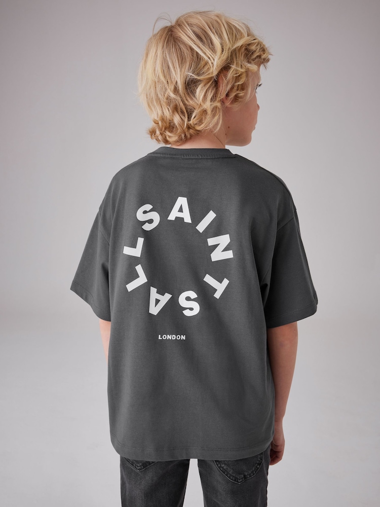 SmallSaints Tierra Oversized okrogli ovratnik; z okroglim ovratnikom Logo 100% Bombažna majica - Slika 2 iz 7