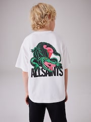 smALLSAINTS White/Gator Boys Oversized Graphic Crew 100% Cotton T-Shirt - Image 2 of 8