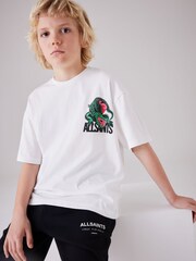 smALLSAINTS White/Gator Boys Oversized Graphic Crew 100% Cotton T-Shirt - Image 3 of 8
