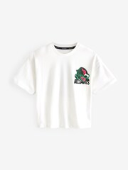 smALLSAINTS White/Gator Boys Oversized Graphic Crew 100% Cotton T-Shirt - Image 5 of 8