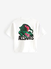 smALLSAINTS White/Gator Boys Oversized Graphic Crew 100% Cotton T-Shirt - Image 6 of 8
