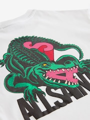 smALLSAINTS White/Gator Boys Oversized Graphic Crew 100% Cotton T-Shirt - Image 8 of 8