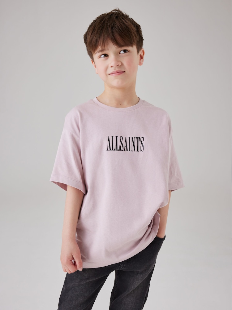 smALLSAINTS Pale Pink/Beast Boys Oversized Graphic Crew 100% Cotton T-Shirt - Image 1 of 8