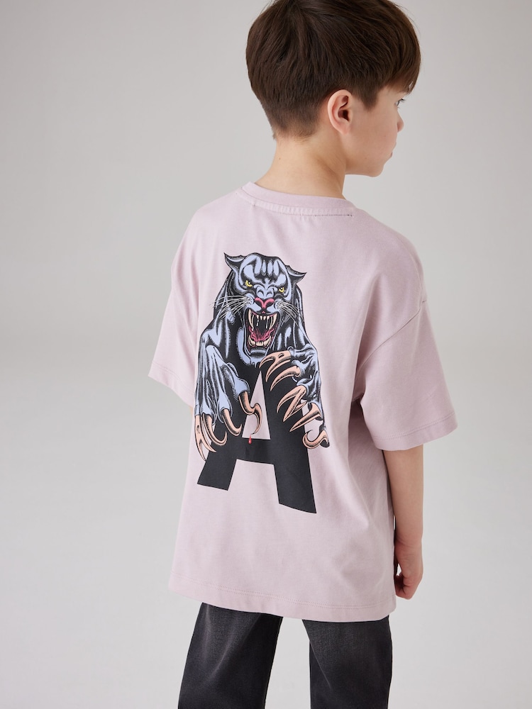 smALLSAINTS Pale Pink/Beast Boys Oversized Graphic Crew 100% Cotton T-Shirt - Image 2 of 8